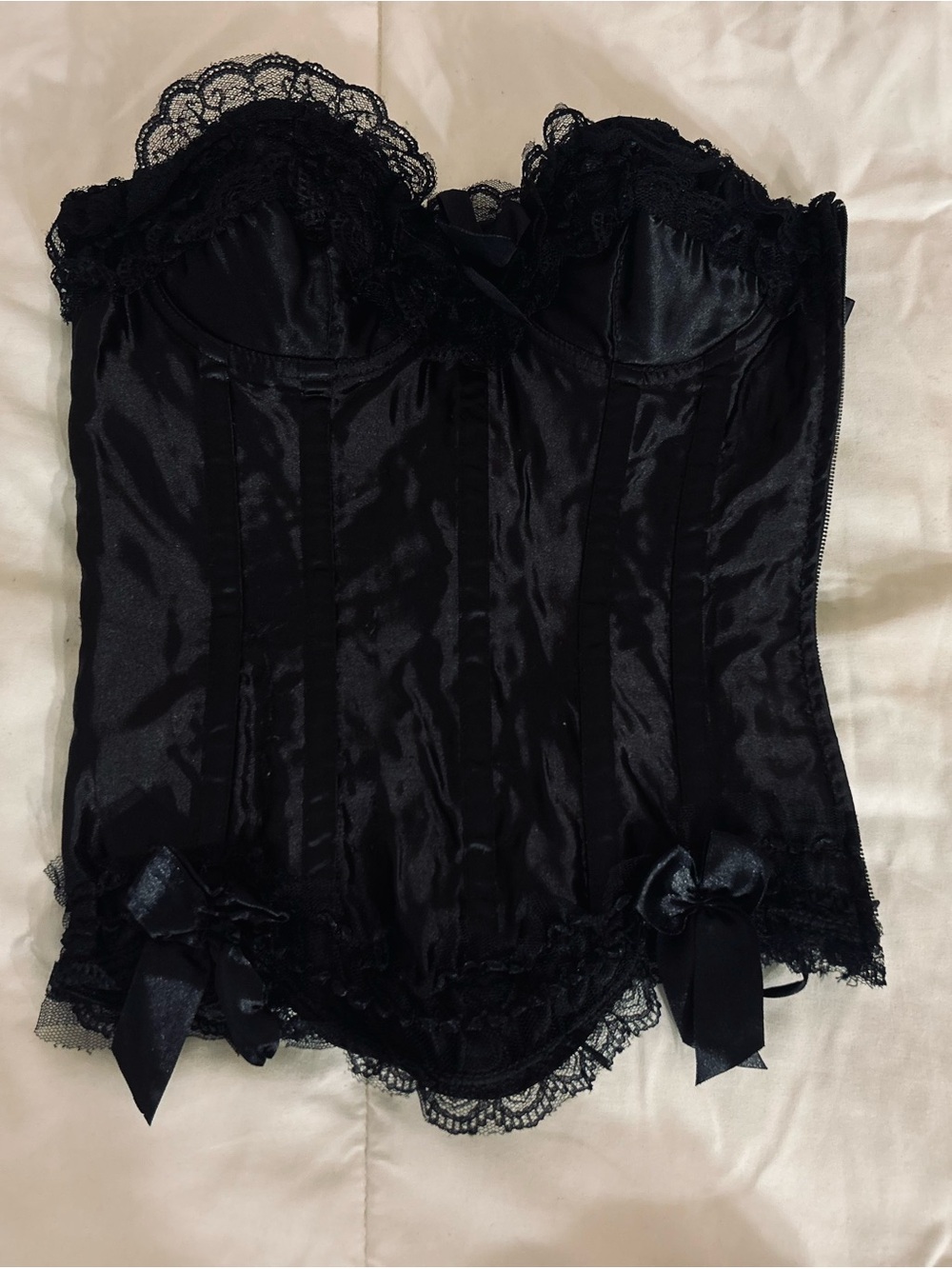 Macy's Black Lace Satin Bustier Corset Top